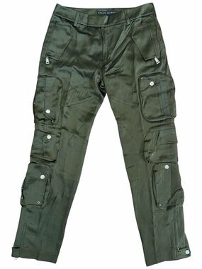 Ralph Lauren 100% Silk Army Green Cargo Pants